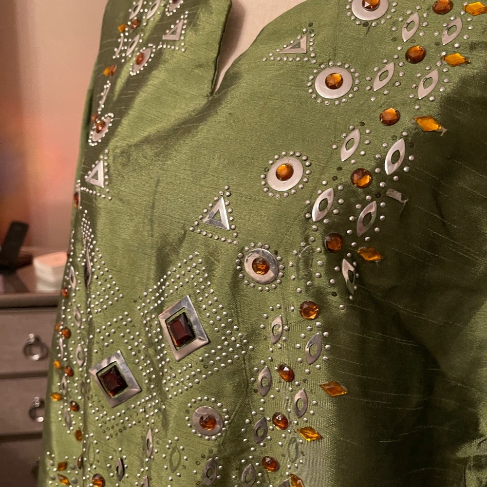 Abaya-Kaftan L/X 14/16Metallic GREEN